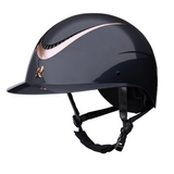 Shires Karben Alina Ellipse Wide Peak Riding Hat in Navy with Rose Gold elements