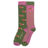 Toggi Auster Two Pack Socks in Raspberry/Olive Green