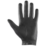 Textured surface of a riding glove against a white background