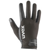 Brown and black glove with 'uvex' branding on a white background