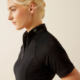 Womens Soquel 1/4 Zip Short Sleeve Baselayer in Black