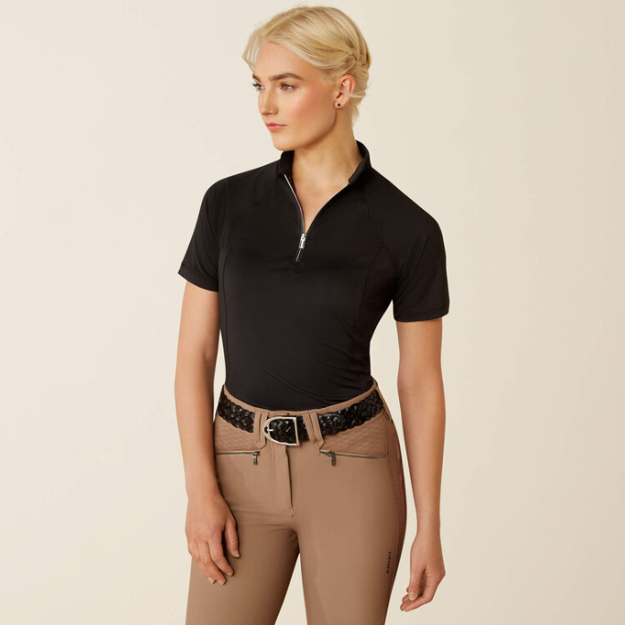 Womens Soquel 1/4 Zip Short Sleeve Baselayer in Black