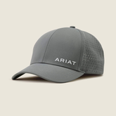 Gray cap with 'Ariat' branding on a beige background