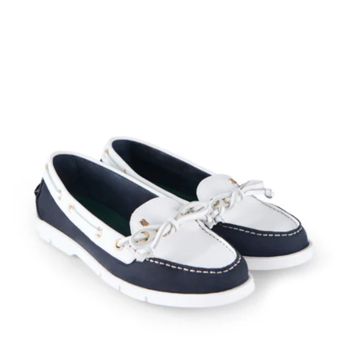 Holland Cooper Padstow Deck Shoe in Navy/White-Deck Shoes-Eland Lodge