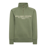 Green sweatshirt with 'Holland Cooper' branding on a white background