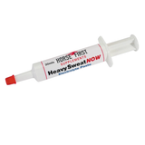 White syringe horse paste with red lid on white background