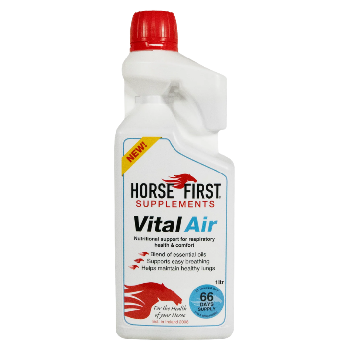 Horse First Supplements Vital Air bottle on a white background