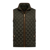 Quilted gilet with diamond pattern on a white background