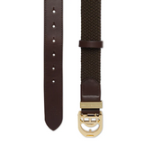 Brown belt with gold buckle
