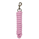 Pink rope with a metal clip on a white background