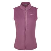 Pink zip-up fleece gilet on a white background