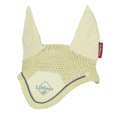 Yellow ear bonnet with LeMieux logo on a white background