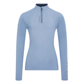 Light blue long-sleeve top with a zipper on a white background