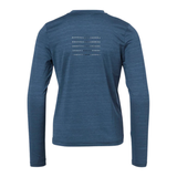 Reverse side on blue long sleeve kids top on white background