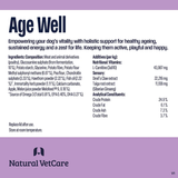 Product label for 'Age Well' by Natural VetCare with ingredient and additive details.