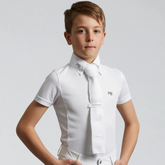Premier Equine Mini Antonio Boy's Short Sleeve Show Shirt in White