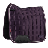 Deep purple saddle pad for a horse on a white background