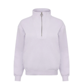 Lilac quarter zip sweatshirt on a white background
