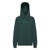 Green hoodie with 'LEMIEUX' branding on a white background
