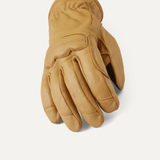 Light tan glove on a white background