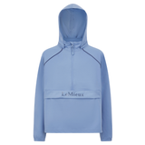 Blue hooded jacket with 'LeMieux' branding on a white background