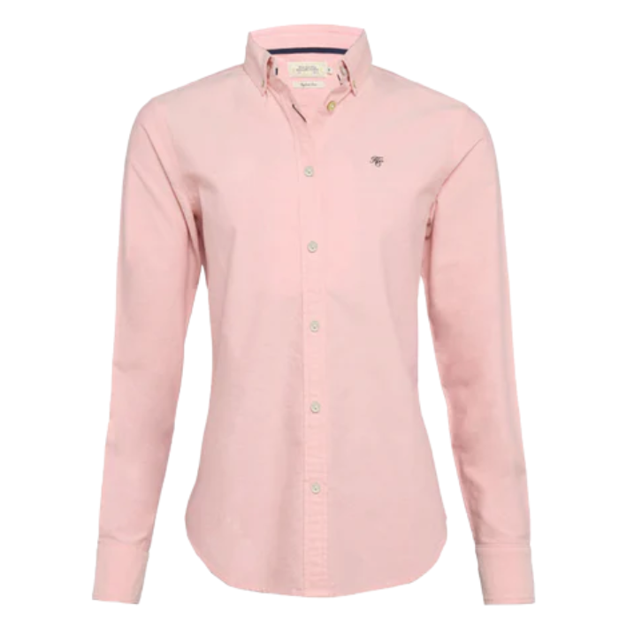 Pink shirt with brand logo on a white background