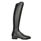 Black laced riding boot on a white background