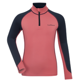 Cranberry red child's base layer on a white background