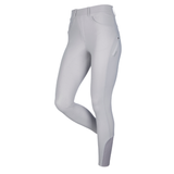 Grey riding leggings on a white background