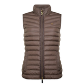 Brown puffer gilet on a white background