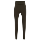 Pair of olive green leggings on a white background