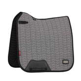 Grey and black patterned saddle pad on a white background