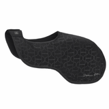 Black horse rug with branding on a white background