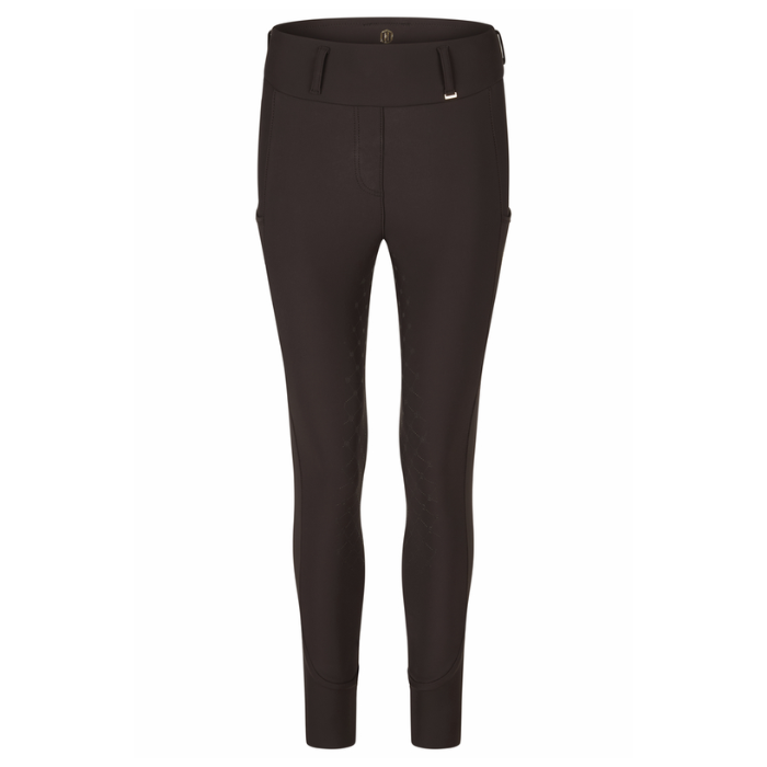 Pair of black riding tights on a white background