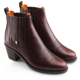 Fairfax & Favor Rockingham Heeled Ankle Boots in Mahogany Leather