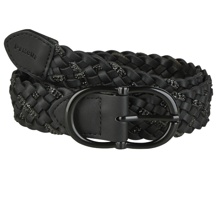 Curled belt black on white background