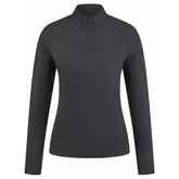 Black shirt with sparkle stones applies across the front on a white background