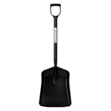 Black snow shovel on a white background