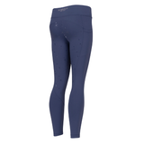 Blue pants on white backgrouns reverse view