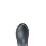 Blue boot toe on a white background