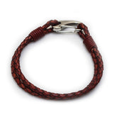 Hiho Silver Plaited Leather Bracelet with Silver Clasp