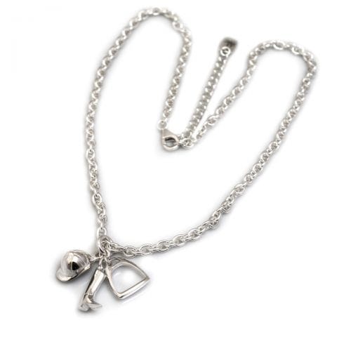 Hiho Silver Fob Necklace With Equestrian Charms