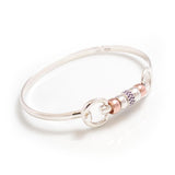 Hiho Silver 18ct Rose Gold Cherry Roller Snaffle Bangle With Cubic Zirconia Bead