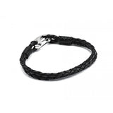 Hiho Silver Plaited Leather Bracelet with Silver Clasp