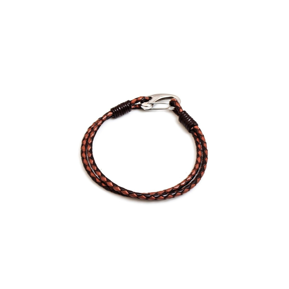 Hiho Silver Plaited Leather Bracelet with Silver Clasp
