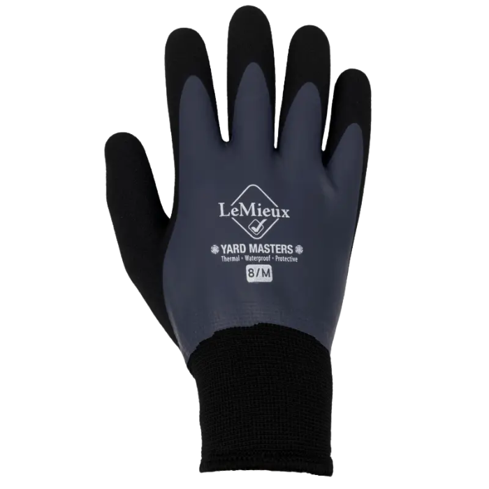 LeMieux AW26 Thermal Work Gloves Variant Colour Navy. A single glove in navy and black with 'LeMieux' brand name on white background. 