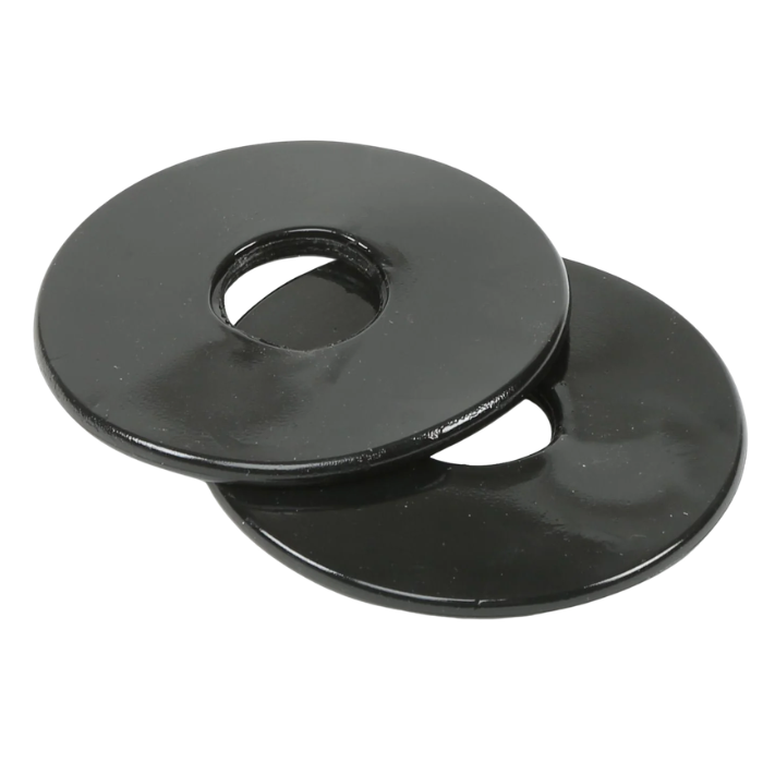 Two black rubber bit guards on a white background