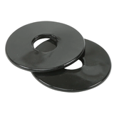 Two black rubber bit guards on a white background