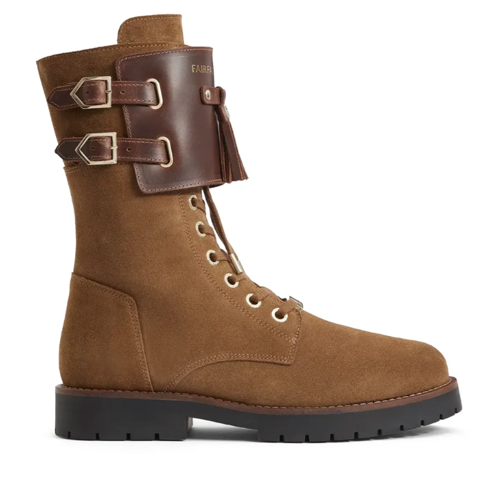 Fairfax & Favor Windsor Combat Boot in Tan Suede