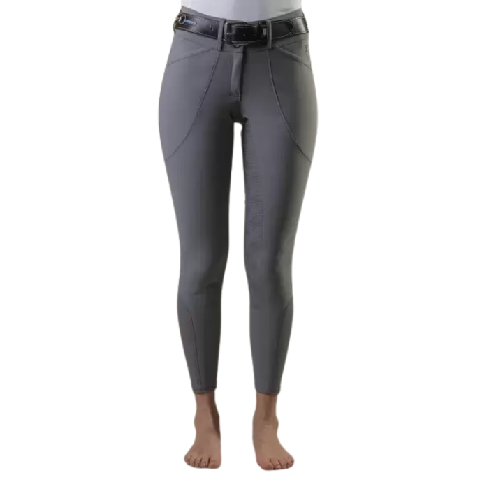 Gray leggings with a belt on a white background